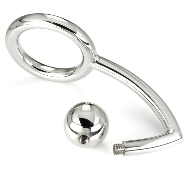 METAL HARD - ANNEAU COCK RING AVEC CROCHET INTRUS ANAL 45MM – Image 2
