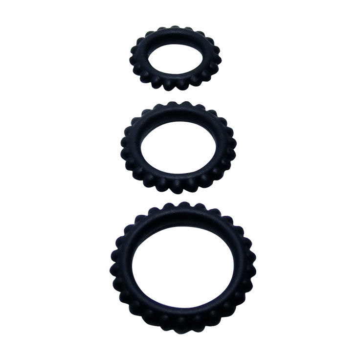 BAILE - TITAN SET 3 PCS COCK RING BLACK 2.8 + 2.4 + 1.9 CM - Imagen 4