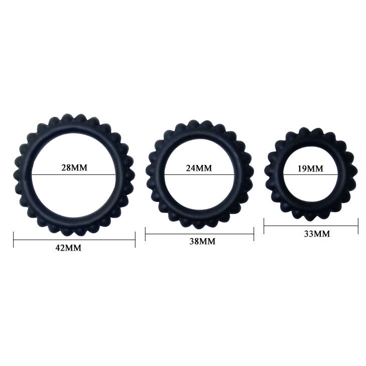 BAILE - TITAN SET 3 PCS COCK RING BLACK 2.8 + 2.4 + 1.9 CM - Imagen 3