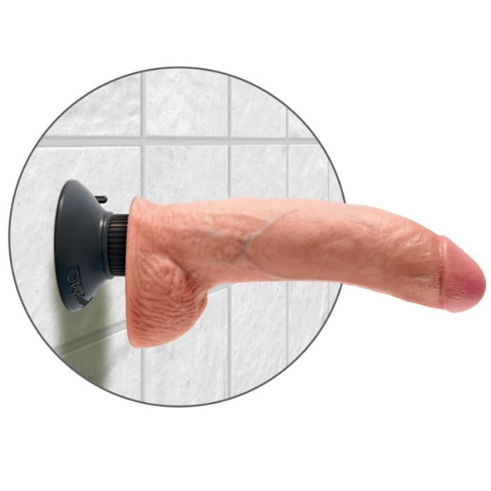KING COCK - DILDO VIBRADOR CON TESTICULOS 23 CM NATURAL - Imagen 3