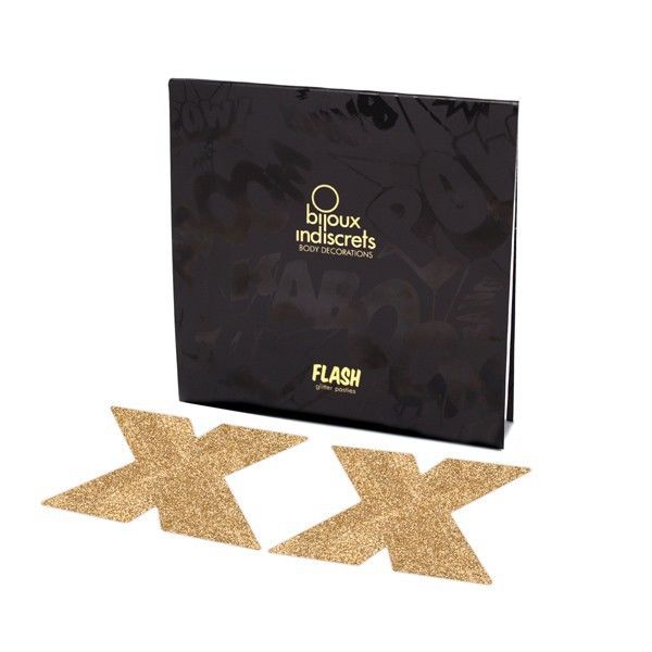 BIJOUX - INDISCRETS FLASH CROSS GOLD NIPPLE COVERS - Image 3