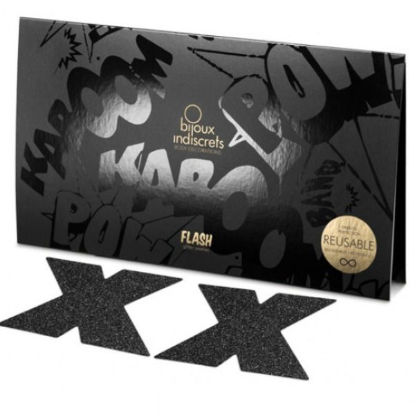 BIJOUX - INDISCRETS FLASH CROSS BLACK NIPPLE CAPS - Image 2
