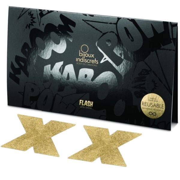 BIJOUX - INDISCRETS FLASH CROSS GOLD NIPPLE COVERS - Image 4