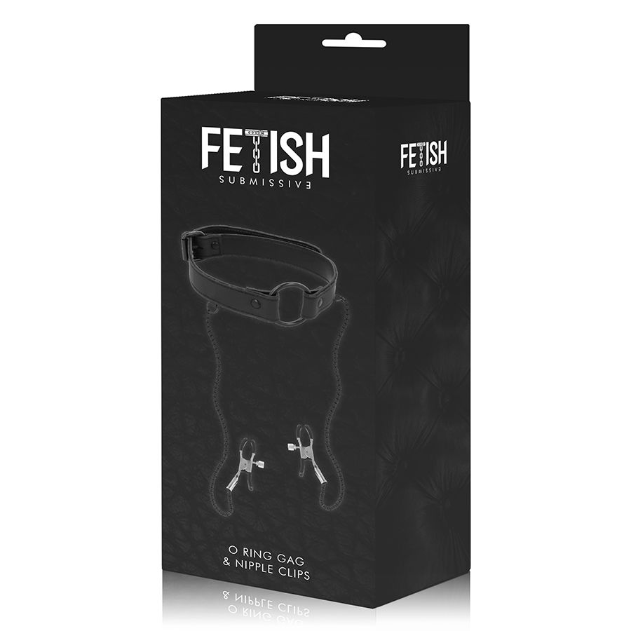 FETISH SUBMISSIVE - GAG RING WITH NIPPLE CLAMPS - Image 8