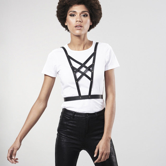 BIJOUX - INDISCRETS MAZE CROSSED HARNESS WITH NECKLINE BLACK - Image 3