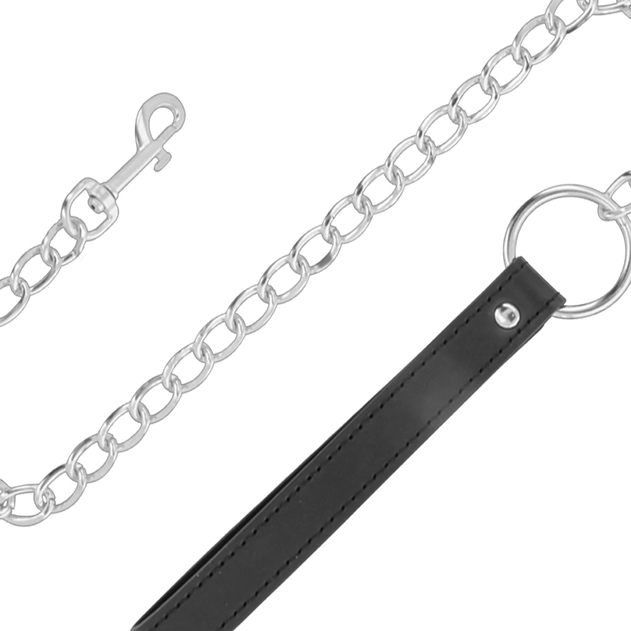 DARKNESS - COLLANA IN MORBIDA PELLE CON CATENA - immagine 6