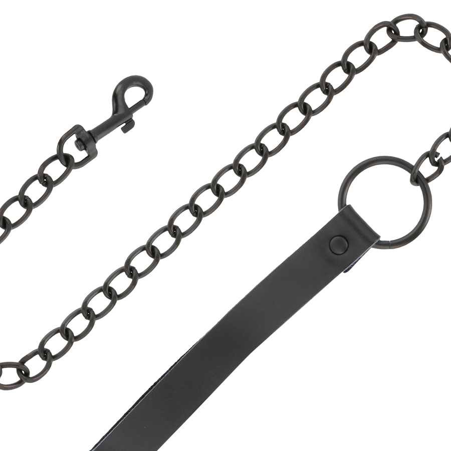 DARKNESS - BLACK LEATHER HANDCUFFS AND COLLAR - Image 4