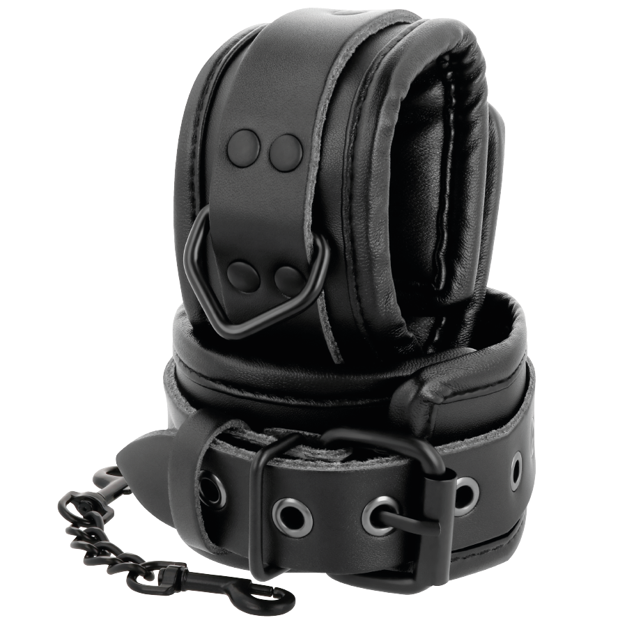 DARKNESS - BLACK LEATHER HANDCUFFS AND COLLAR - Image 6