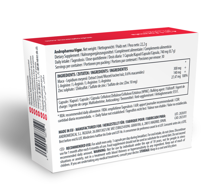 ANDROPHARMA VIGOR - INTEGRATORE PER IL POTENZIAMENTO DELLA LIBIDO - immagine 2