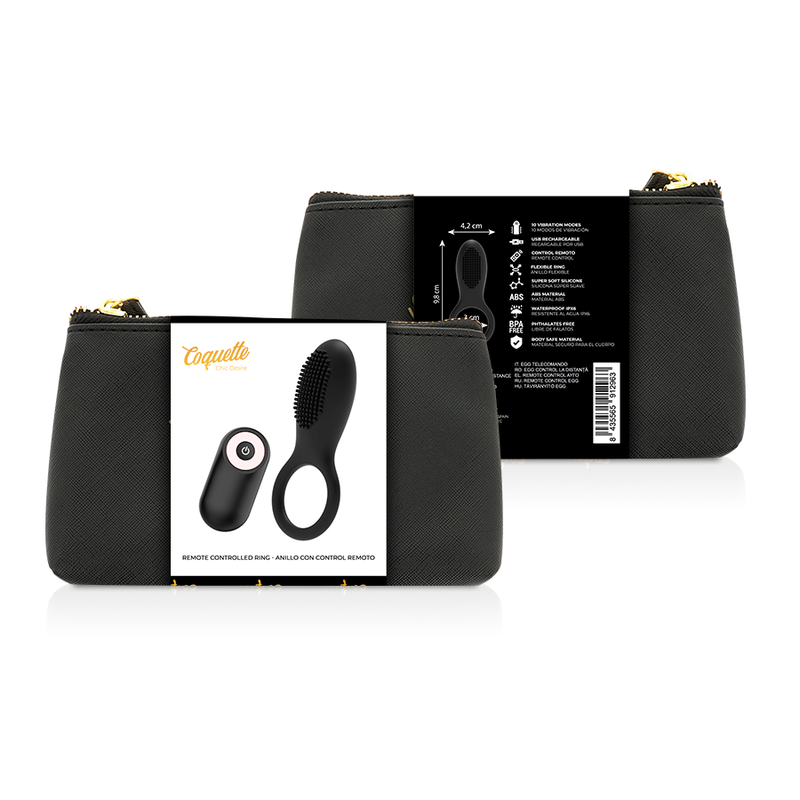 COQUETTE CHIC DESIRE - COCKRING TÉLÉCOMMANDE RECHARGEABLE NOIR/ OR – Image 2