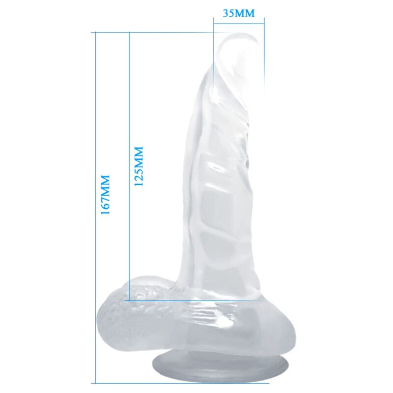 BAILE - GODE RÉALISTE AVEC VENTOUSE ET TESTICULES 16.7 CM TRANSPARENT – Image 6