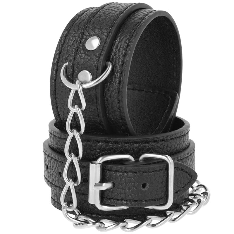 DARKNESS - HANDSCHELLEN AUS SCHWARZEM STRUKTURIERTEM LEDER – Bild 2