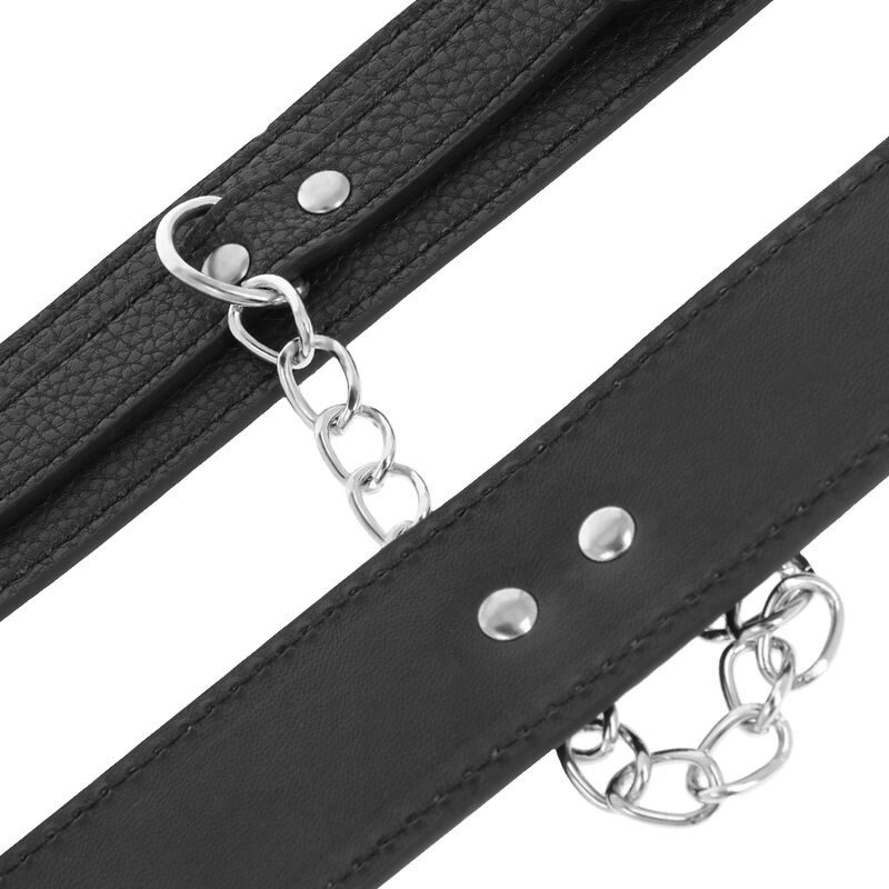 DARKNESS - HANDSCHELLEN AUS SCHWARZEM STRUKTURIERTEM LEDER – Bild 4