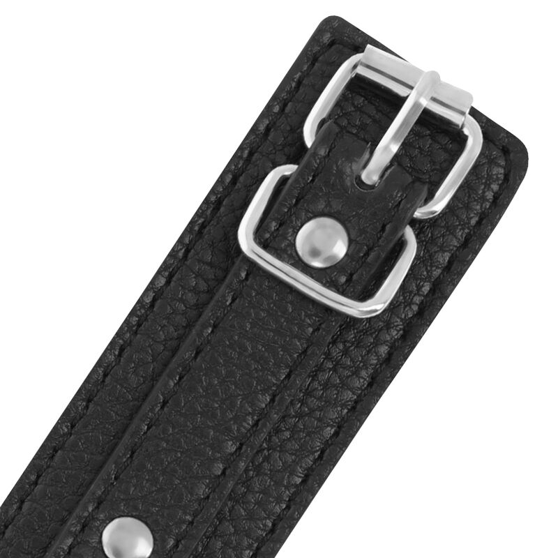 DARKNESS - HANDSCHELLEN AUS SCHWARZEM STRUKTURIERTEM LEDER – Bild 3