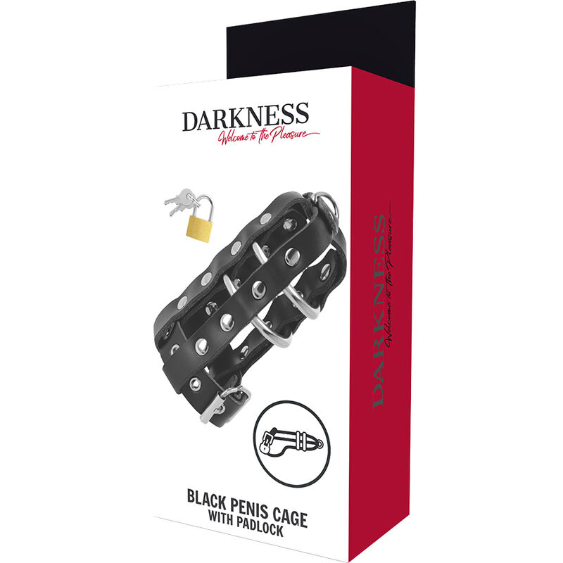 DARKNESS - CAGE DE CHASTETÉ EN CUIR AVEC SERRURE – Image 4