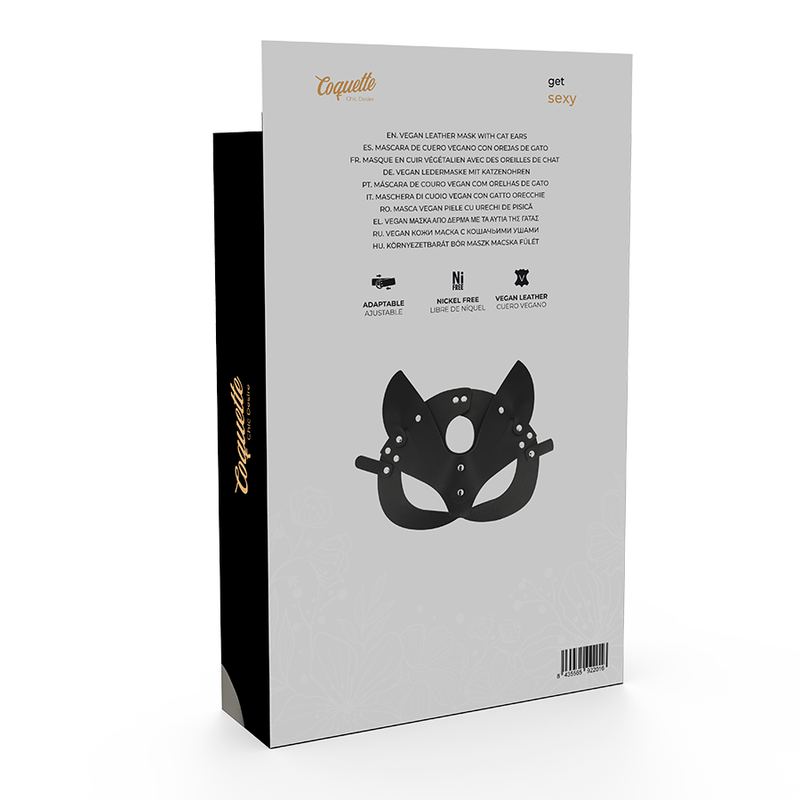 COQUETTE CHIC DESIRE - MASCHERA VEGANA IN PELLE CON ORECCHIE DI GATTO - immagine 3