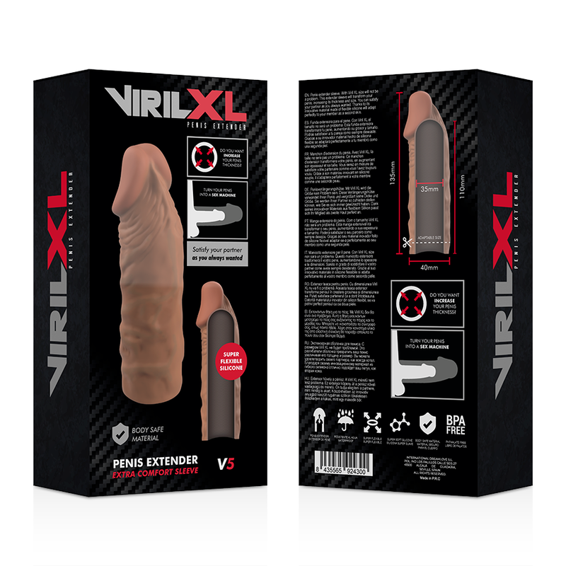 VIRILXL - EXTENSIÓN DE PENE LIQUID SILICONE V5 MARRÓN - Imagen 6