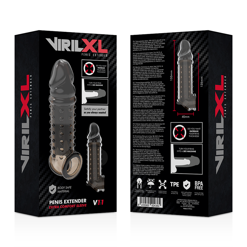 VIRILXL - ESTENSIONE E GUAINA PER PENE V11 NERO - immagine 9