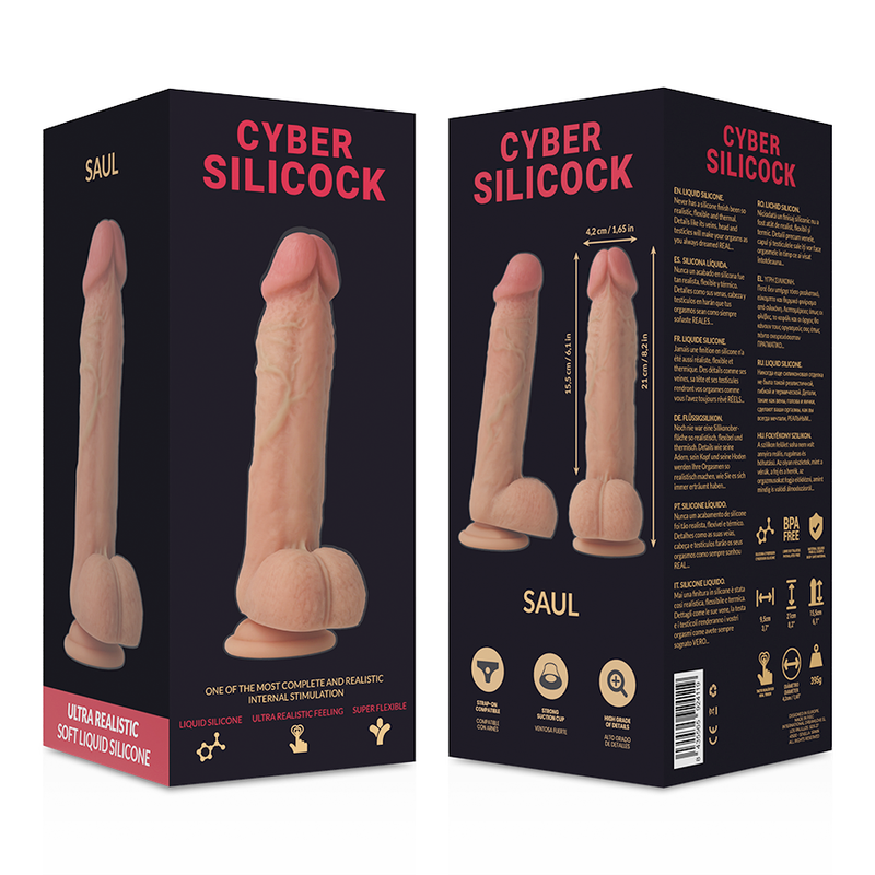CYBER SILICOCK - ARNÉS SILICONA LIQUIDA SAUL 15.5 CM -O- 4.2 CM - Imagen 8