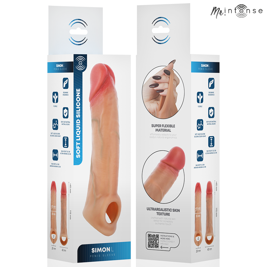 MR INTENSE - SIMON L COPRI PENE IN SILICONE 16 CM -Ø- 4,5 CM - immagine 4