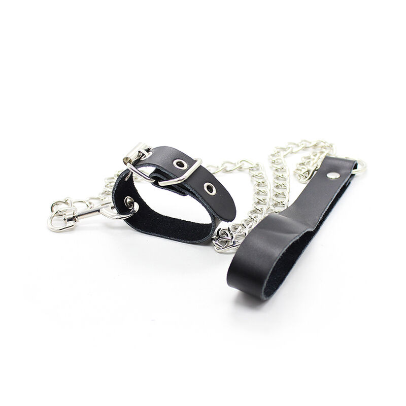OHMAMA FETISH - COLLAR PARA PENE Y CORREA PIEL CON CADENA METALICA - Imagen 3