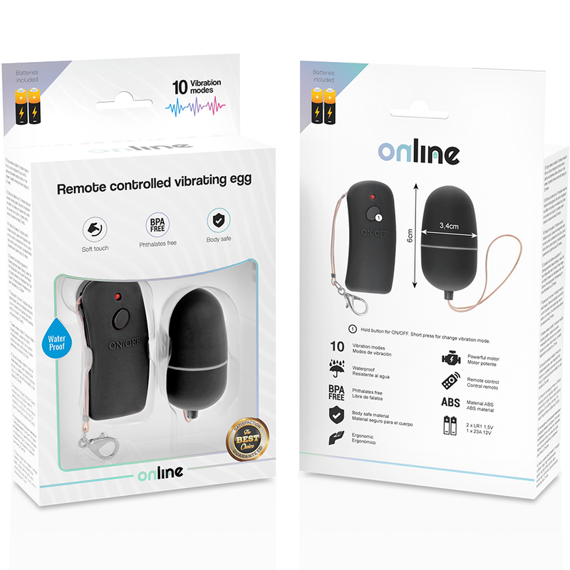 ONLINE - HUEVO VIBRADOR CON MANDO CONTROL REMOTO NEGRO - Imagen 3
