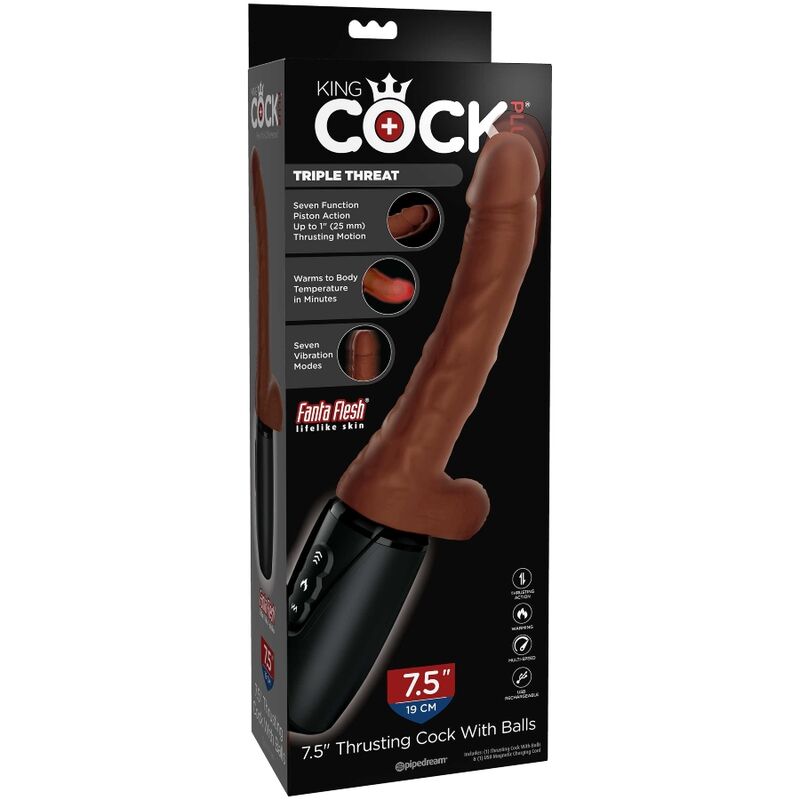 KING COCK - PLUS TRIPLE THREAT MARRÓN - Imagen 6
