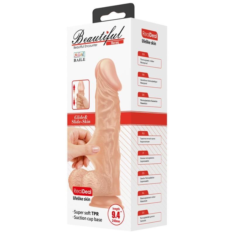 BAILE - BEAUTIFUL ENCOUNTER BURAQ DILDO REALÍSTICO FLEXIBLE 24 CM NATURAL - Imagen 5