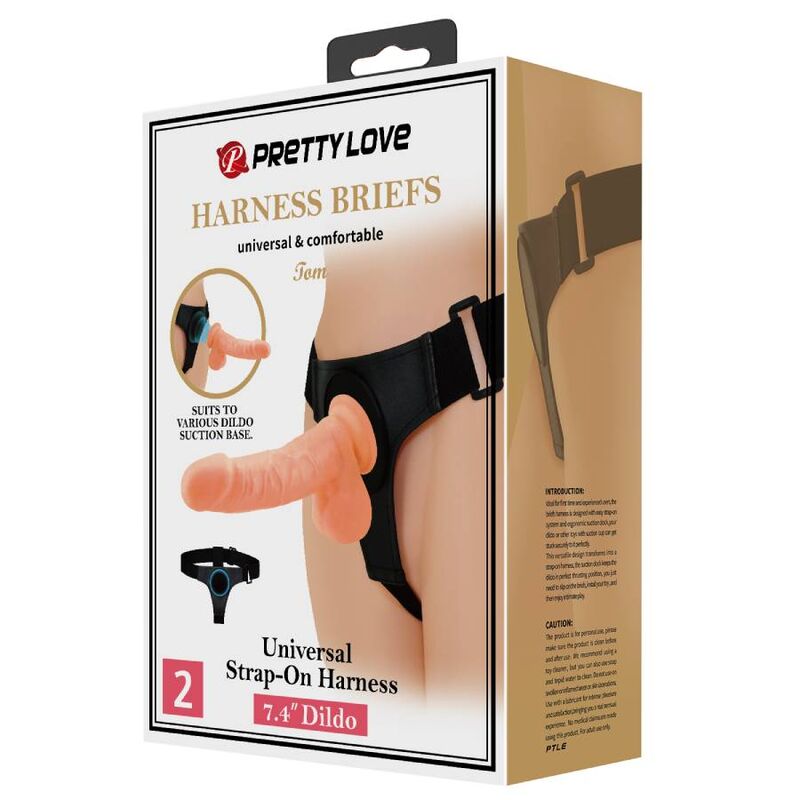 PRETTY LOVE - HARNESS BRIEFS ARNÉS UNIVERSAL CON DILDO TOM 20 CM NATURAL - Imagen 6
