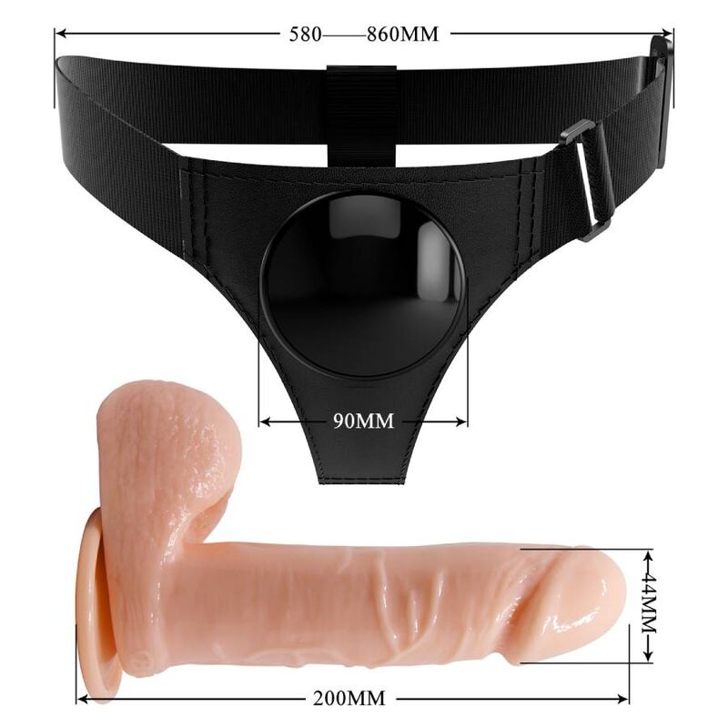 PRETTY LOVE - HARNESS BRIEFS ARNÉS UNIVERSAL CON DILDO TOM 20 CM NATURAL - Imagen 7