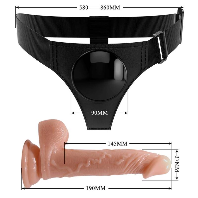 PRETTY LOVE - HARNESS BRIEFS ARNÉS UNIVERSAL CON DILDO KEVIN 19 CM NATURAL - Imagen 3