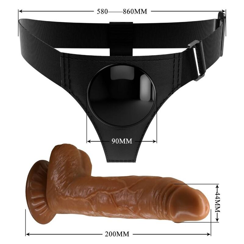 PRETTY LOVE - HARNESS BRIEFS ARNÉS UNIVERSAL CON DILDO MICHEAL 20 CM NEGRO - Imagen 6