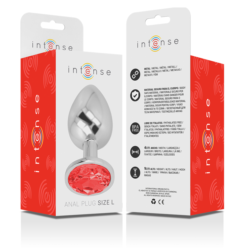 INTENSE - PLUG ANAL METAL ALUMINIO CON CRISTAL ROJO TALLA L - immagine 4