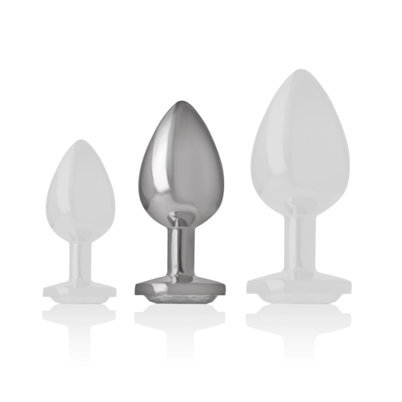 INTENSE - PLUG ANAL METAL ALUMINIO CON CRISTAL PLATA TALLA M - immagine 3