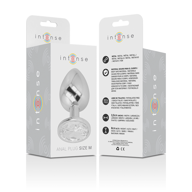 INTENSE - PLUG ANAL METAL ALUMINIO CON CRISTAL PLATA TALLA M - immagine 2
