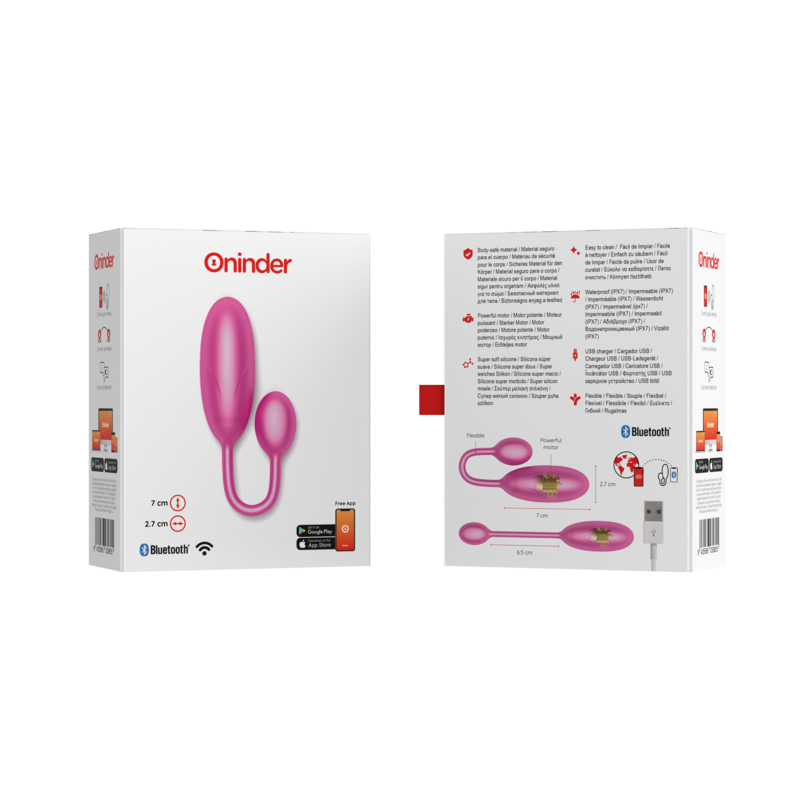 ONINDER - DENVER HUEVO VIBRADOR ROSA 7 X 2.7 CM - APP GRATUITA - Imagen 7