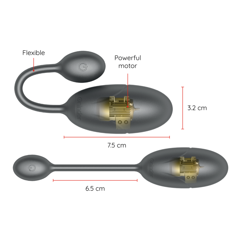 ONINDER - TOKYO HUEVO VIBRADOR NEGRO 7.5 X 3.2 CM - APP GRATUITA - Imagen 4