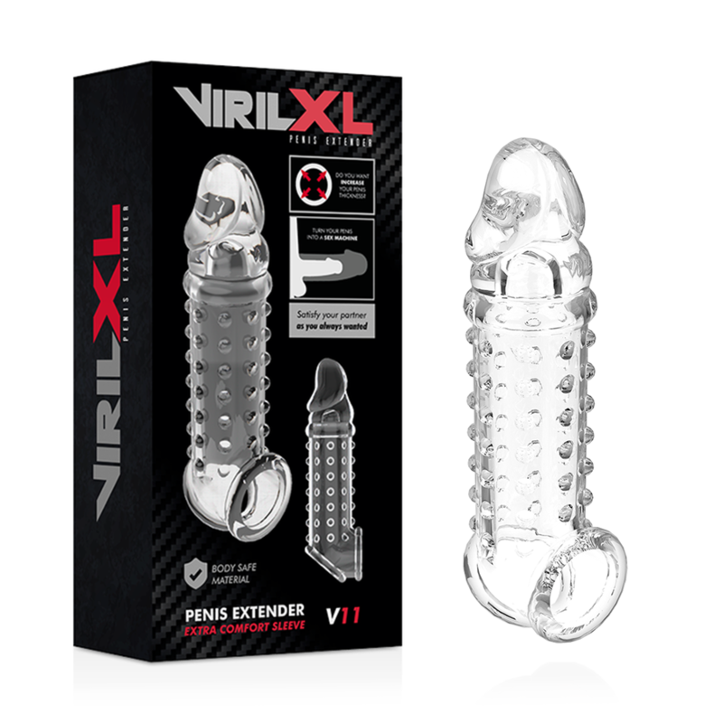VIRILXL - EXTENSIÓN Y FUNDA DE PENE V11 TRANSPARENTE - Imagen 3