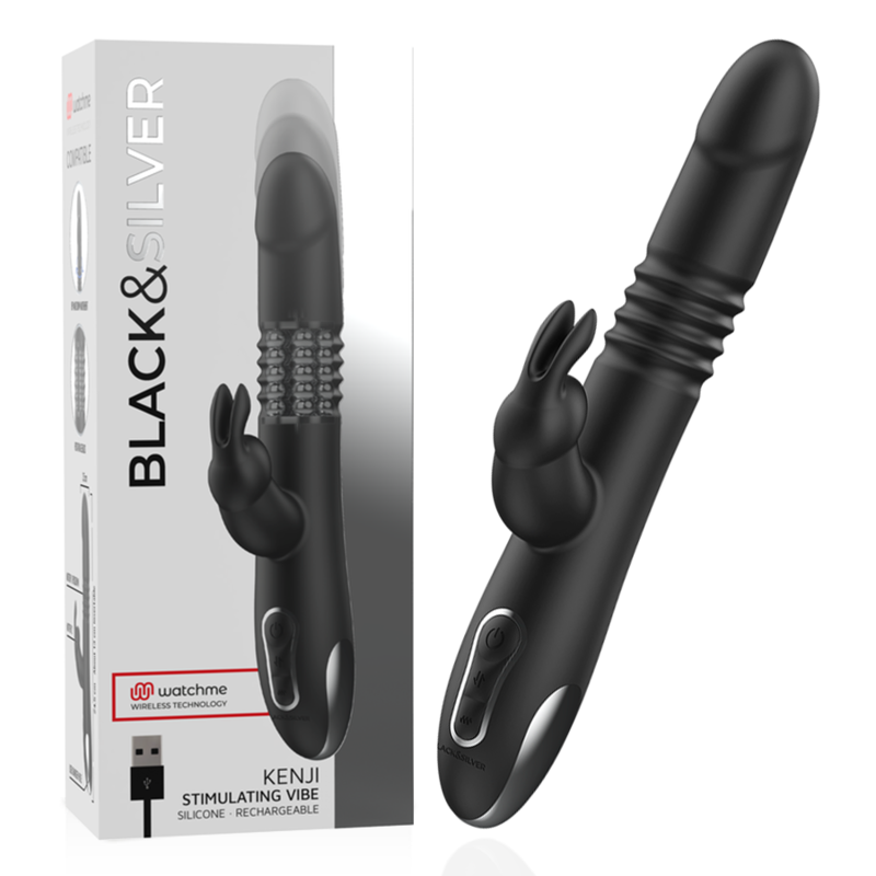 BLACK&SILVER - KENJI VIBRADOR RABBIT UP & DOWN + MANDO CONTROL REMOTO WATCHME - Imagen 8