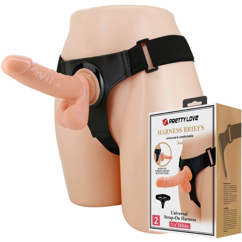 PRETTY LOVE - HARNESS BRIEFS ARNÉS UNIVERSAL CON DILDO TOM 20 CM NATURAL - Imagen 10