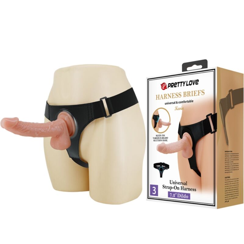 PRETTY LOVE - HARNESS BRIEFS ARNÉS UNIVERSAL CON DILDO KEVIN 19 CM NATURAL - Imagen 9