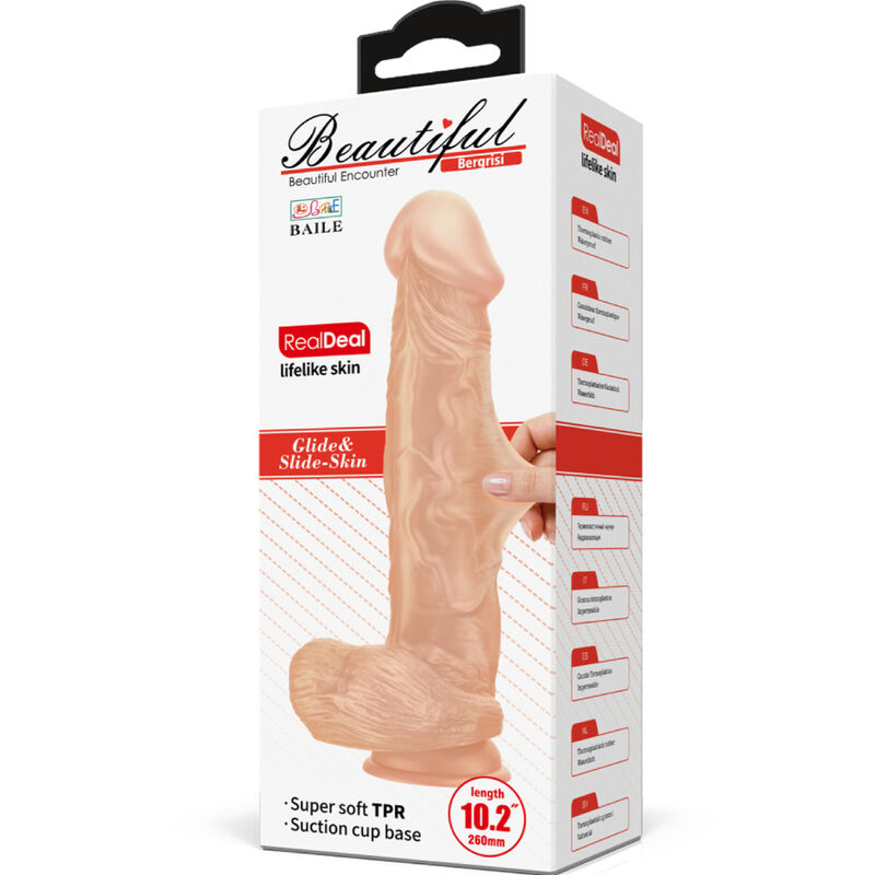 BAILE - BEAUTIFUL ENCOUNTER BERGRISI DILDO REALÍSTICO FLEXIBLE 26 CM NATURAL - Imagen 8