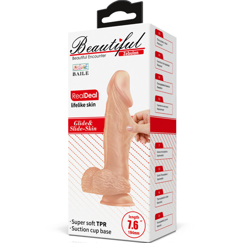 BAILE - BEAUTIFUL ENCOUNTER ZEBULON DILDO REALÍSTICO FLEXIBLE 19.4 CM NATURAL - Imagen 7