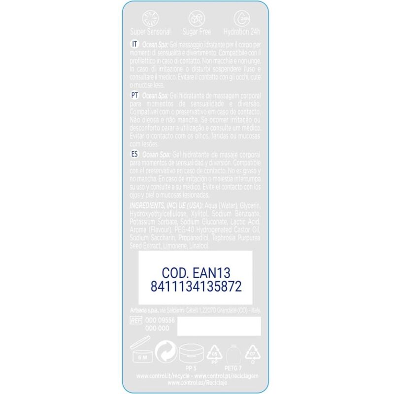 CONTROL - 2 EN 1 MASSAGE & PLEASURE MEDITERRANEAN SEA 200 ML - Imagen 2
