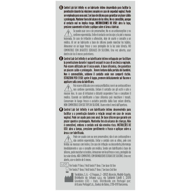 CONTROL - INFINITY LUBRICANTE BASE SILICONA 75 ML - Imagen 2