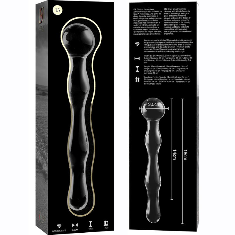 NEBULA SERIES BY IBIZA - MODELO 13 DILDO CRISTAL TRANSPARENTE 18 CM -O- 3.5 CM - Imagen 4