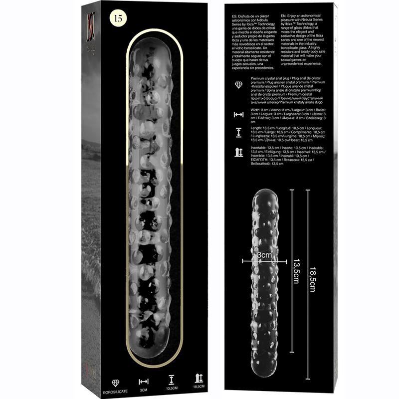 NEBULA SERIES BY IBIZA - MODELO 15 DILDO CRISTAL TRANSPARENTE 18.5 CM -O- 3 CM - Imagen 6
