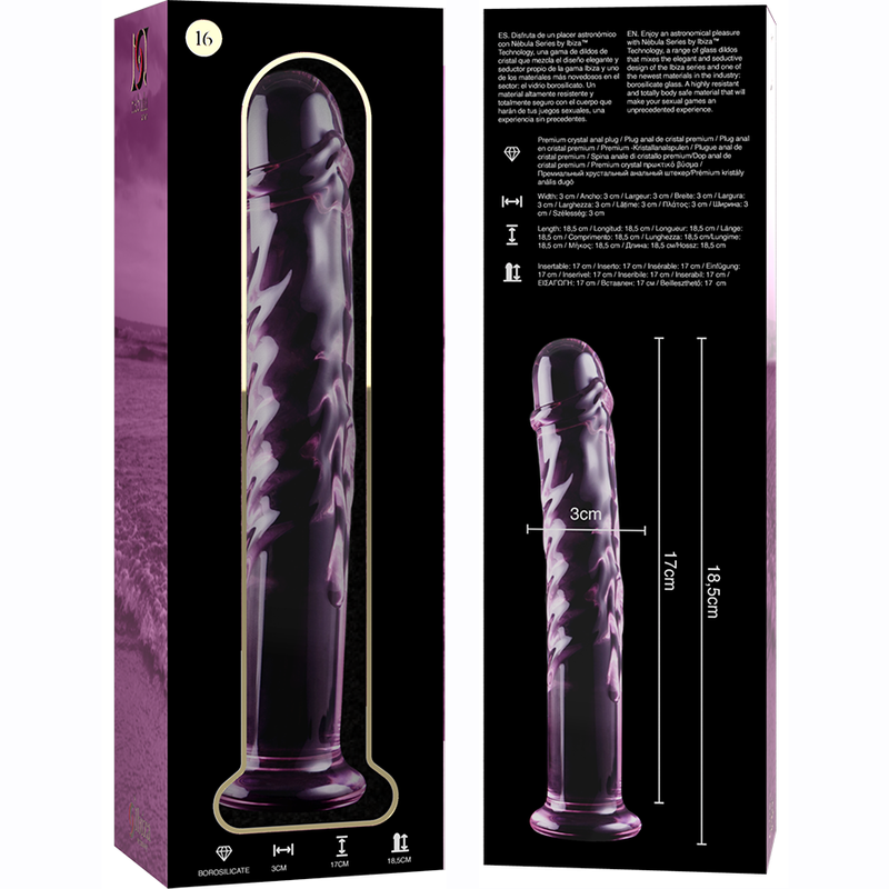 NEBULA SERIES BY IBIZA - MODELO 16 DILDO CRISTAL ROSA 18.5 CM -O- 3 CM - Imagen 5
