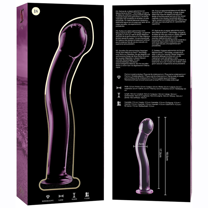 NEBULA SERIES BY IBIZA - MODELO 18 DILDO CRISTAL ROSA 18.5 CM -O- 3.5 CM - Imagen 4
