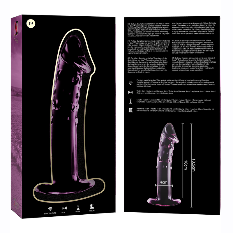NEBULA SERIES BY IBIZA - MODELO 19 DILDO CRISTAL ROSA 18.5 CM -O- 4 CM - Imagen 4